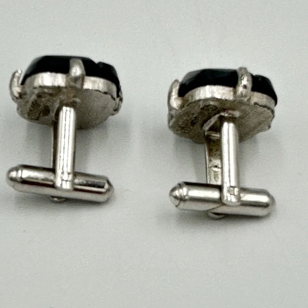 Vintage 1961/62 Sarah Coventry Faceted Faux Hematite Silvertone Cufflinks